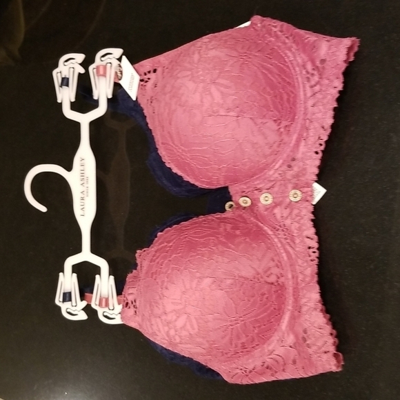 💕LAURA ASHLEY💕 2 Pack Bras ~ Pink & Blue Lace 34C NWT - Picture 3 of 15